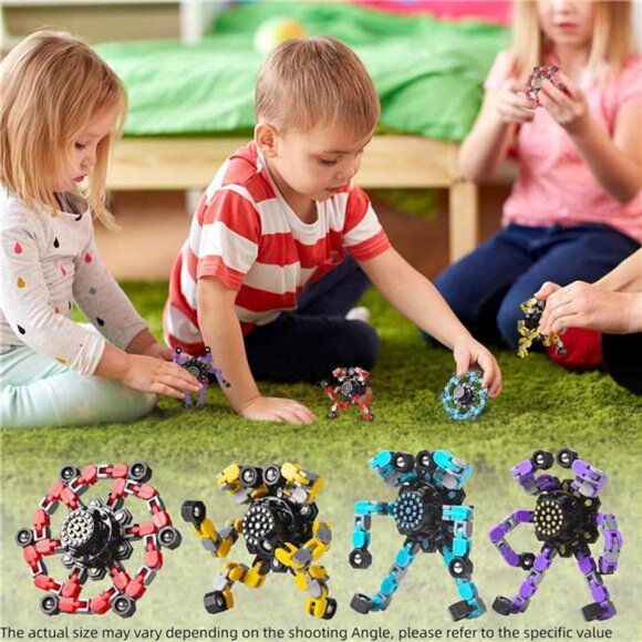 Transformable Fidget Spinners Toys 4 Pcs for Kids and Adults Stress Relief Toys - Picture 3 of 7
